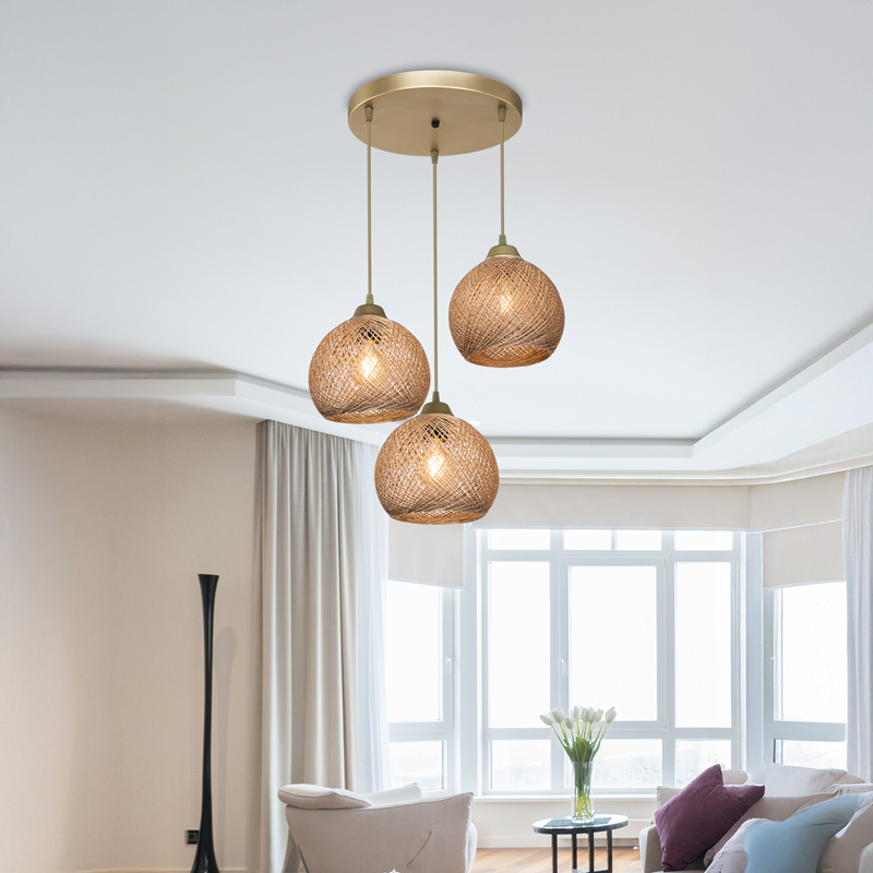 Φωτιστικό οροφής τρίφωτο PWL-1121 pakoworld Ε27 μπεζ-χρυσό Φ40x80εκ