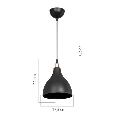 Φωτιστικό οροφής μονόφωτο Lofty pakoworld Ε27 μαύρο Φ18x22εκ