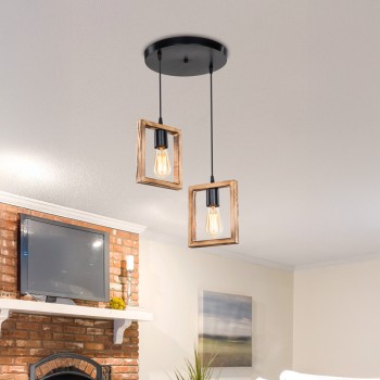 Φωτιστικό οροφής δίφωτο Isolate pakoworld Ε27 καρυδί Φ43x83εκ