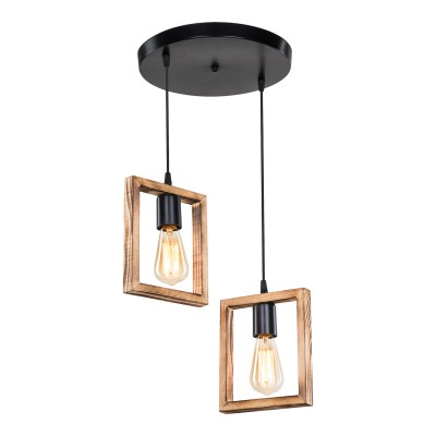 Φωτιστικό οροφής δίφωτο Isolate pakoworld Ε27 καρυδί Φ43x83εκ