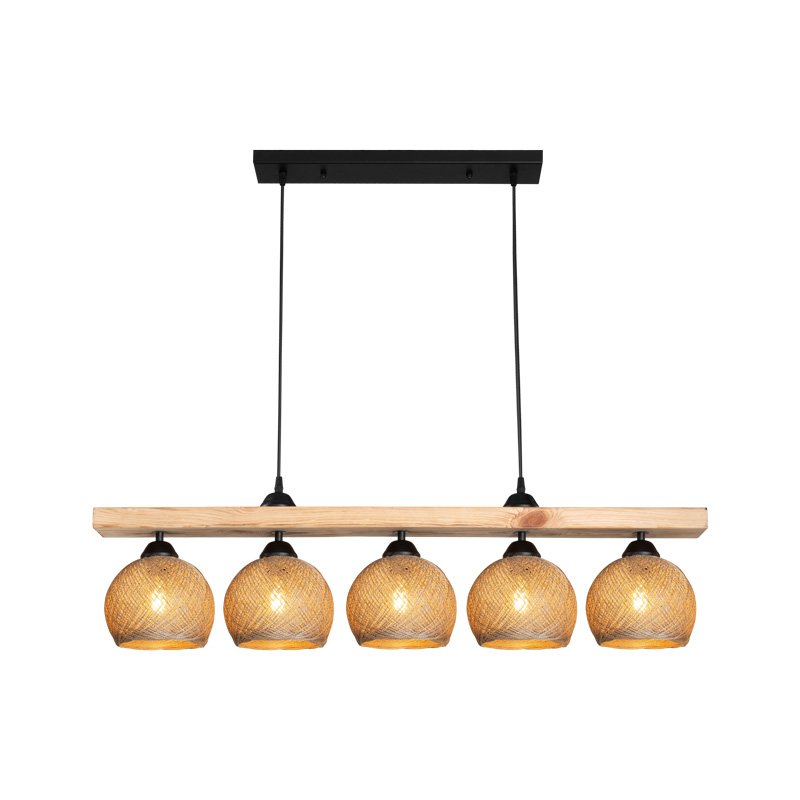 Φωτιστικό οροφής πεντάφωτο Salote pakoworld Ε27 σε καφέ-φυσική απόχρωση 100x18x24εκ