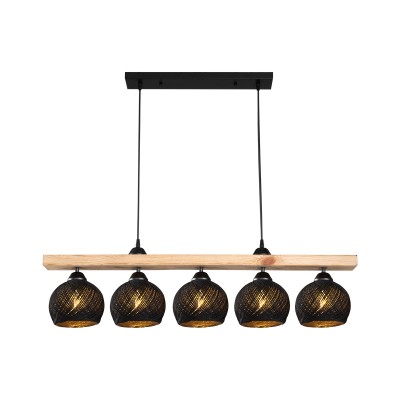 Φωτιστικό οροφής πεντάφωτο Salote pakoworld Ε27 σε καφέ-μαύρη απόχρωση 100x18x24εκ