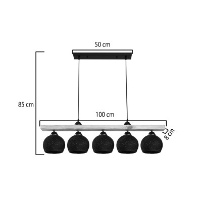 Φωτιστικό οροφής πεντάφωτο Salote pakoworld Ε27 σε καφέ-μαύρη απόχρωση 100x18x24εκ