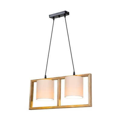 Φωτιστικό οροφής δίφωτο Sereda I pakoworld Ε14 σε καφέ-cream απόχρωση 54x14x27εκ