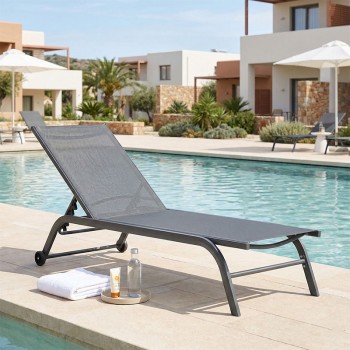 Ξαπλώστρα Jaipur pakoworld αλουμίνιο-textilene ανθρακί