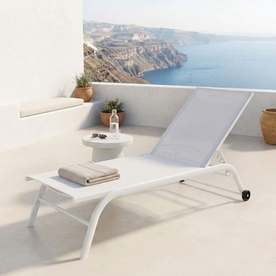 Ξαπλώστρα Jaipur pakoworld αλουμίνιο λευκό-textilene λευκό