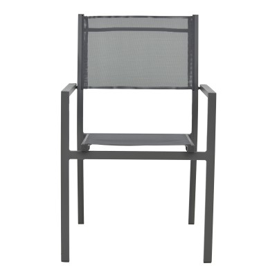 Πολυθρόνα Moly pakoworld στοιβαζόμενη ανθρακί αλουμίνιο-textilene 61x56.5x87.5εκ