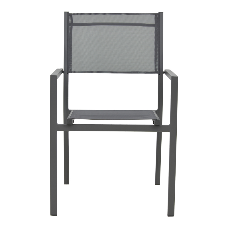 Πολυθρόνα Moly pakoworld στοιβαζόμενη ανθρακί αλουμίνιο-textilene 61x56.5x87.5εκ