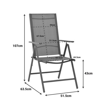 Πολυθρόνα Candor pakoworld ανθρακί μέταλλο και γκρι textilene 51.5x63.5x107εκ | 4 τμχ
