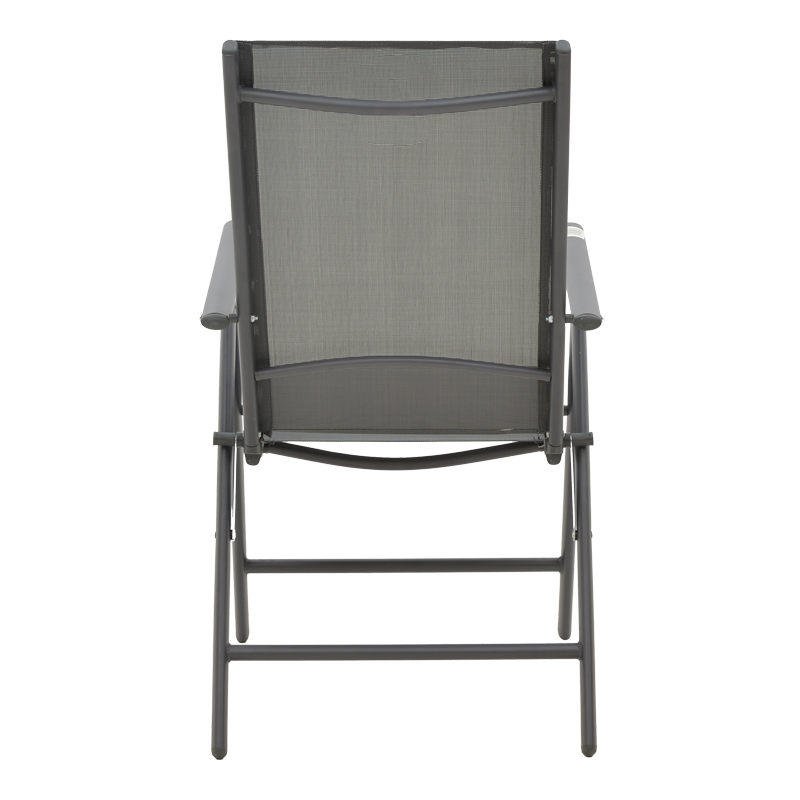 Πολυθρόνα Candor pakoworld ανθρακί μέταλλο και γκρι textilene 51.5x63.5x107εκ | 4 τμχ