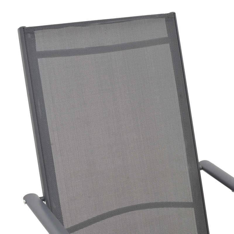 Πολυθρόνα Candor pakoworld ανθρακί μέταλλο και γκρι textilene 51.5x63.5x107εκ | 4 τμχ