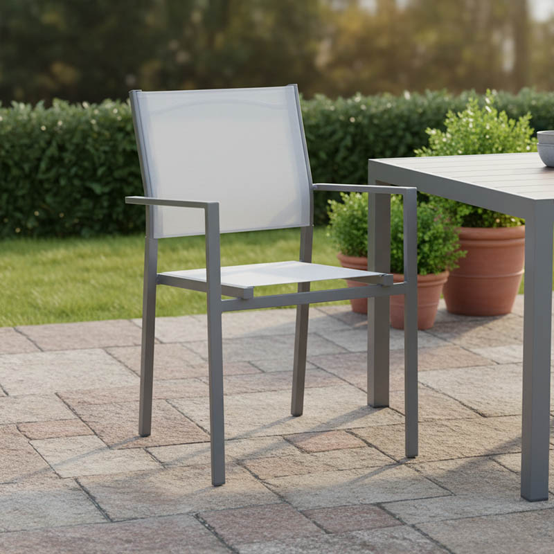 Πολυθρόνα Confidence pakoworld ανθρακί μέταλλο και γκρι textilene 54x54x86εκ