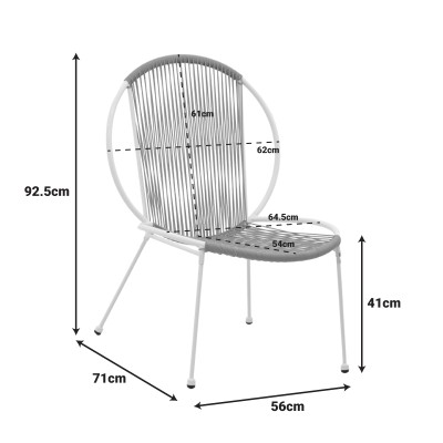 Καρέκλα κήπου Dapper pakoworld μαύρο μέταλλο-pe μαύρο 64.5x71x92.5εκ