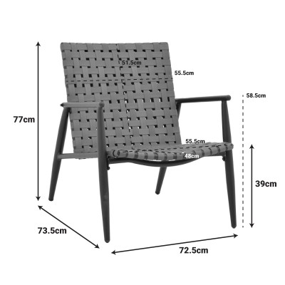 Πολυθρόνα Eamon pakoworld μαύρο αλουμίνιο και pe rattan σε καφέ απόχρωση 72.5x73.5x77εκ | 2 τμχ