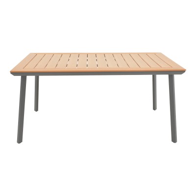 Τραπέζι Griffith pakoworld ανθρακί αλουμίνιο και plywood σε φυσική απόχρωση 160x90x74εκ