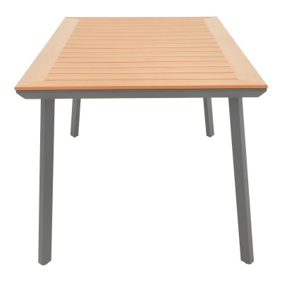 Τραπέζι Griffith pakoworld ανθρακί αλουμίνιο και plywood σε φυσική απόχρωση 160x90x74εκ