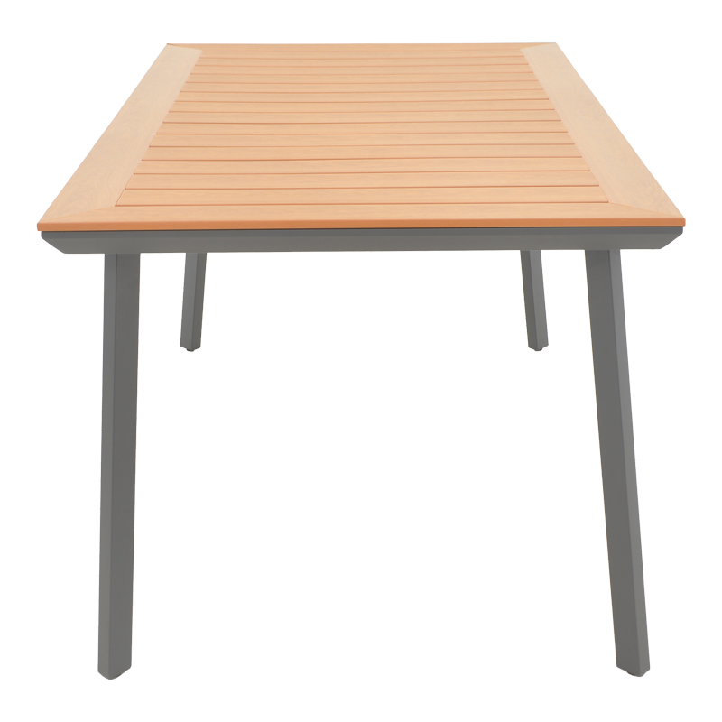 Τραπέζι Griffith pakoworld ανθρακί αλουμίνιο και plywood σε φυσική απόχρωση 160x90x74εκ