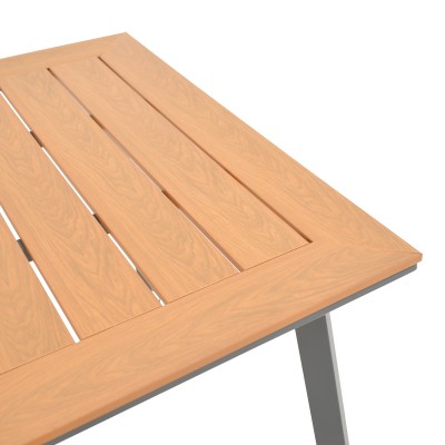 Τραπέζι Griffith pakoworld ανθρακί αλουμίνιο και plywood σε φυσική απόχρωση 160x90x74εκ