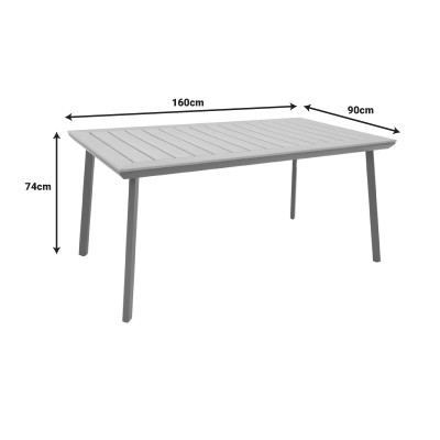 Τραπέζι Griffith pakoworld ανθρακί αλουμίνιο και plywood σε φυσική απόχρωση 160x90x74εκ