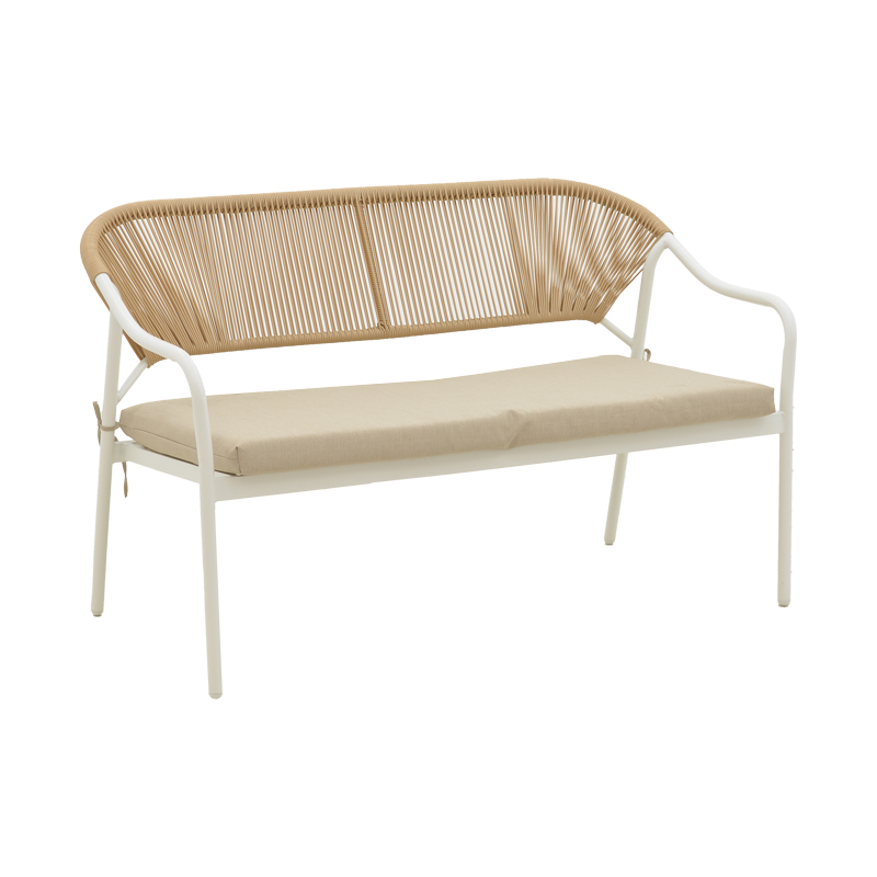 Σαλόνι Bonanza pakoworld σετ 4τμχ rattan μπεζ-μέταλλο λευκό