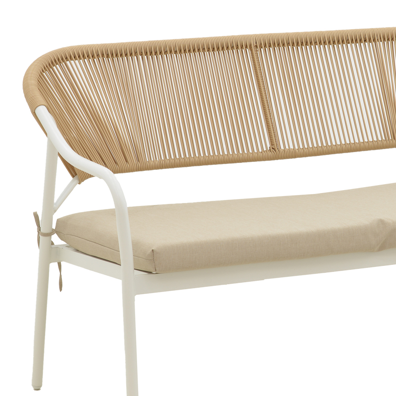 Σαλόνι Bonanza pakoworld σετ 4τμχ rattan μπεζ-μέταλλο λευκό