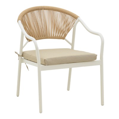 Σαλόνι Bonanza pakoworld σετ 4τμχ rattan μπεζ-μέταλλο λευκό