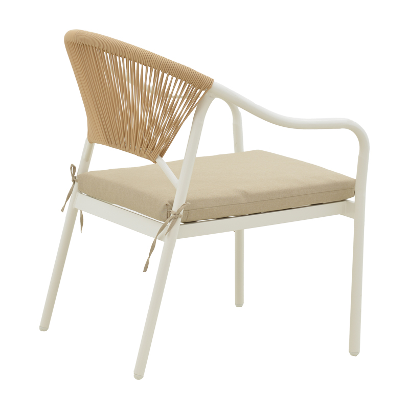 Σαλόνι Bonanza pakoworld σετ 4τμχ rattan μπεζ-μέταλλο λευκό