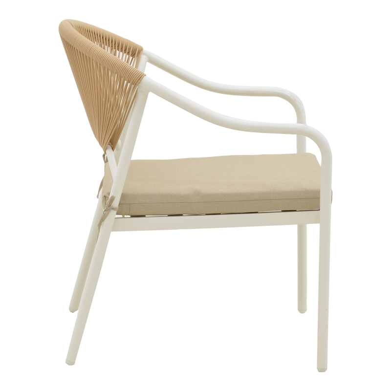 Σαλόνι Bonanza pakoworld σετ 4τμχ rattan μπεζ-μέταλλο λευκό