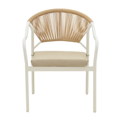 Σαλόνι Bonanza pakoworld σετ 4τμχ rattan μπεζ-μέταλλο λευκό