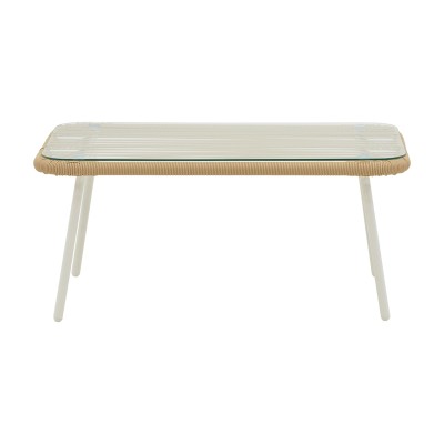 Σαλόνι Bonanza pakoworld σετ 4τμχ rattan μπεζ-μέταλλο λευκό