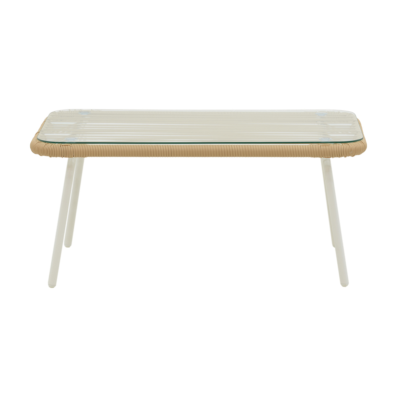 Σαλόνι Bonanza pakoworld σετ 4τμχ rattan μπεζ-μέταλλο λευκό