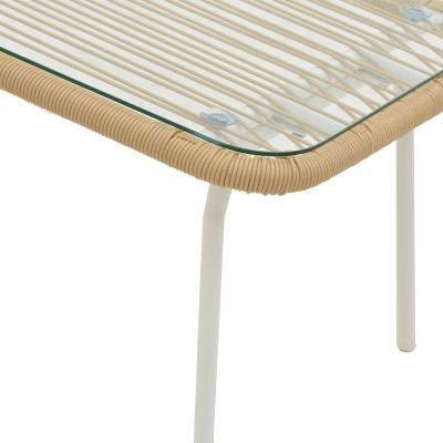 Σαλόνι Bonanza pakoworld σετ 4τμχ rattan μπεζ-μέταλλο λευκό