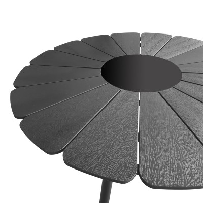 Τραπέζι Pinap pakoworld μαύρο αλουμίνιο και plywood σε μαύρη απόχρωση Φ110x74εκ