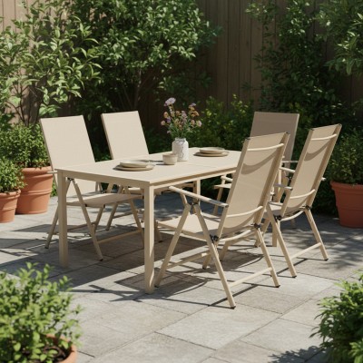 Πολυθρόνα Candor pakoworld σαμπανί μέταλλο με textilene 51.5x63.5x107εκ | 4 τμχ