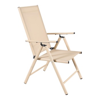 Πολυθρόνα Candor pakoworld σαμπανί μέταλλο με textilene 51.5x63.5x107εκ | 4 τμχ