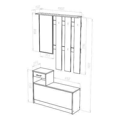Έπιπλο εισόδου Jamie pakoworld καρυδί-λευκό 100x27,5x187εκ