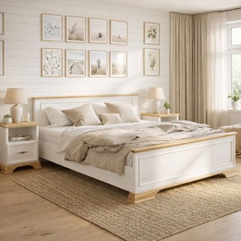 Κρεβάτι Jaden pakoworld golden oak-λευκό antique 160x200εκ