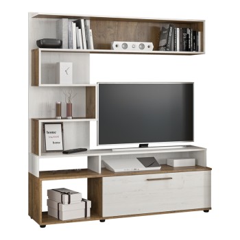 Σύνθετο σαλονιού Jasper pakoworld καρυδί-αντικέ λευκό 151.5x37.5x169.5εκ