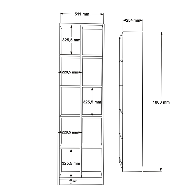 Βιβλιοθήκη Oteca 10θέσεων pakoworld oak 51.1x25.4x180εκ
