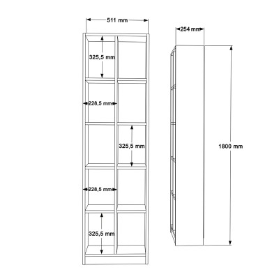 Βιβλιοθήκη Oteca 10θέσεων pakoworld σε λευκή απόχρωση 51.1x25.4x180εκ