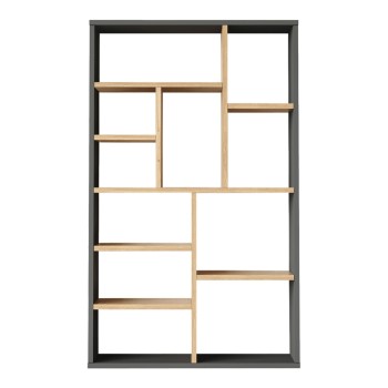 Βιβλιοθήκη Boteca 10θέσεων pakoworld σε oak-ανθρακί απόχρωση 75x22x123.6εκ