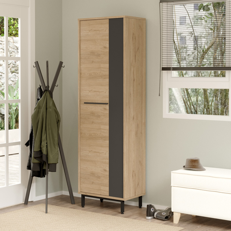 Παπουτσοθήκη Scarpiera pakoworld 18 ζευγών σε φυσικο-ανθρακι απόχρωση 57.2x35.5x185.6εκ