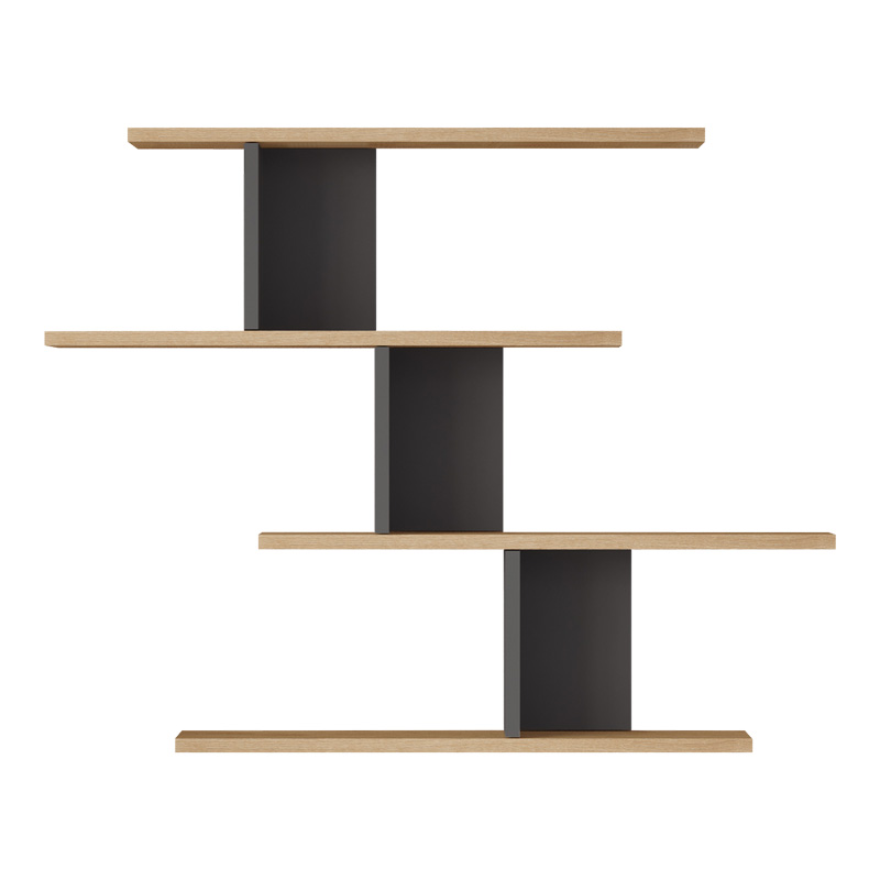 Ραφιέρα τοίχου Zaka pakoworld σε φυσική-ανθρακί απόχρωση 98.7x14.5x78εκ