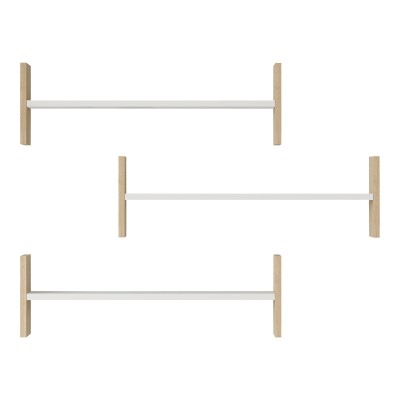 Ραφιέρα τοίχου Mento pakoworld λευκό με oak 75,6x14,5x23,6εκ