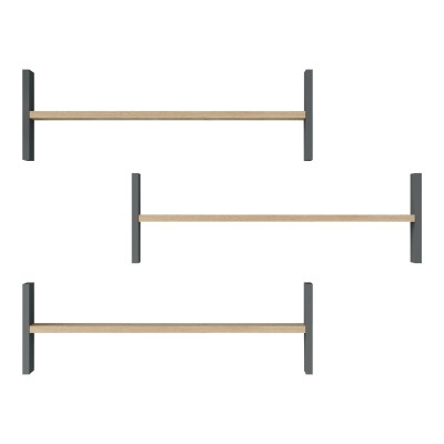 Ραφιέρα τοίχου Mento pakoworld oak με ανθρακί 75,6x14,5x23,6εκ