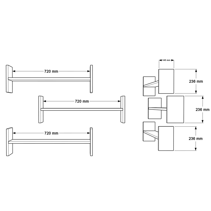 Ραφιέρα τοίχου Mento pakoworld oak με ανθρακί 75,6x14,5x23,6εκ