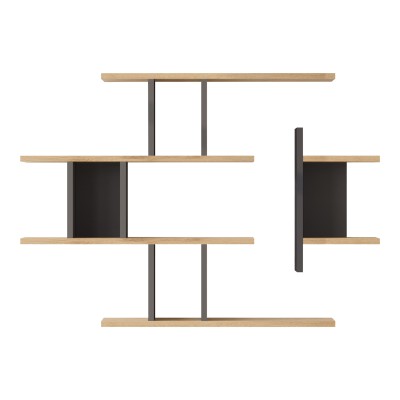 Ραφιέρα τοίχου Ledia pakoworld oak με ανθρακί 110,6x14,5x78εκ