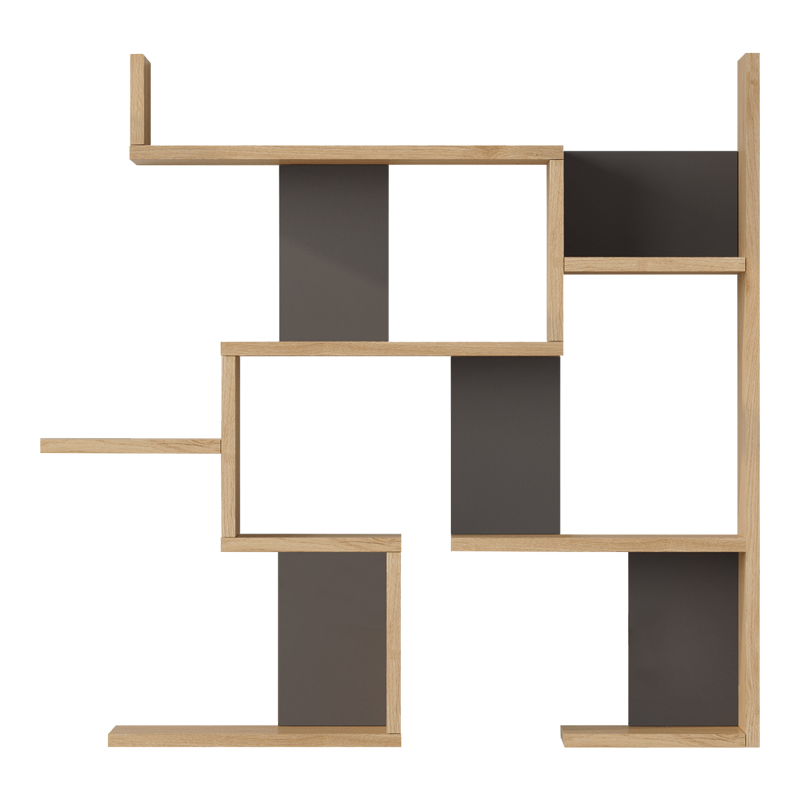 Ραφιέρα τοίχου Maze pakoworld oak με ανθρακί 93,3x14,5x90εκ