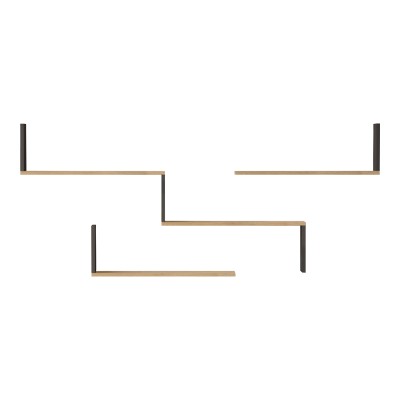 Ραφιέρα τοίχου Flear pakoworld oak με ανθρακί 179x14,5x76,2εκ