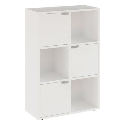 Βιβλιοθήκη Bookel pakoworld μελαμίνης σε λευκή απόχρωση 59.5x27.5x89εκ